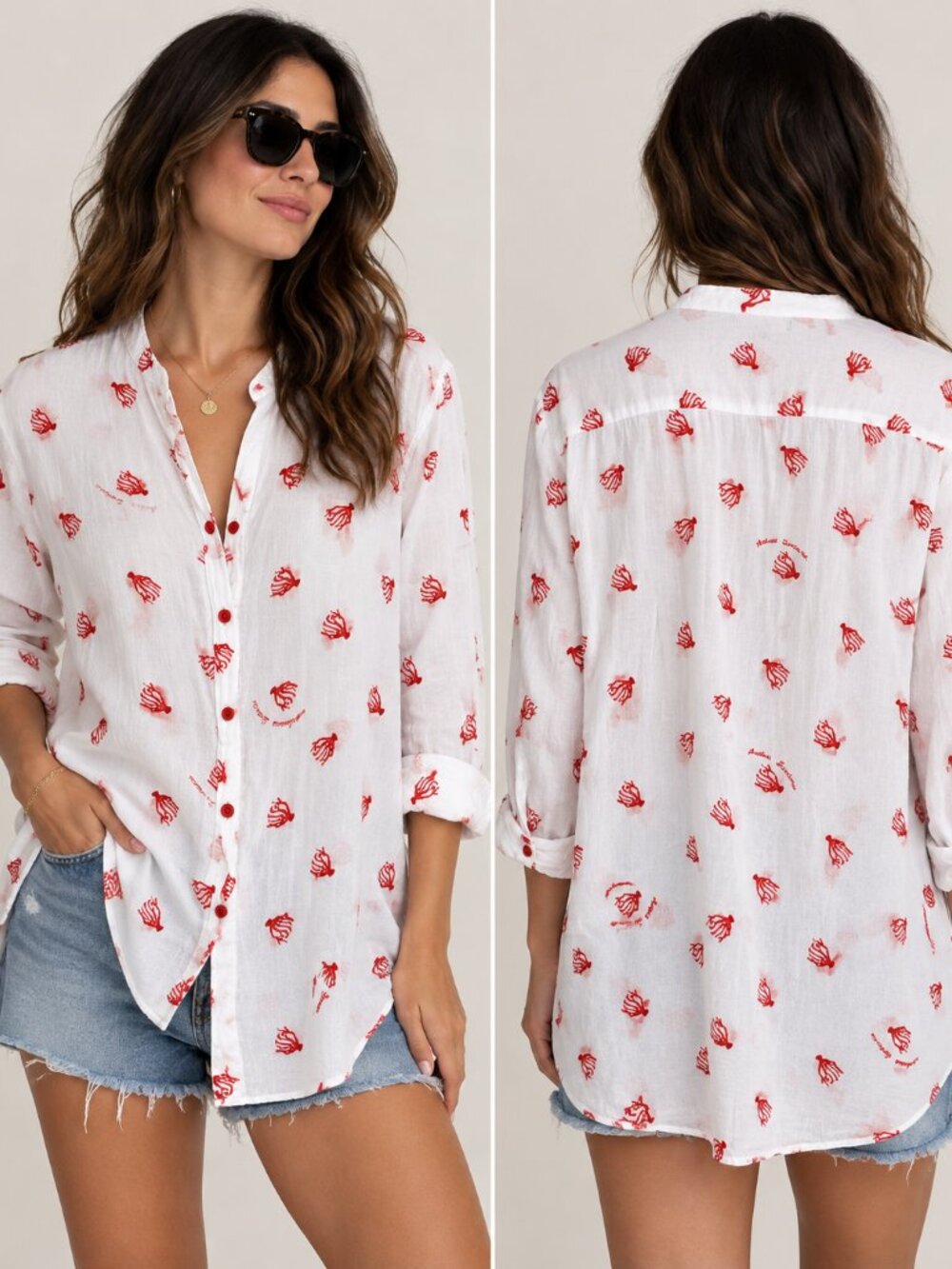 Antica Sartoria Giacomo Cinque Lobster Print Cotton Shirt L/XL
